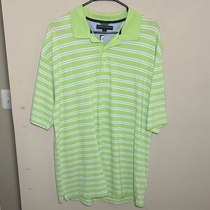 Tommy Hilfiger Golf New y2k Lime Green and blue Striped Polo Shirt